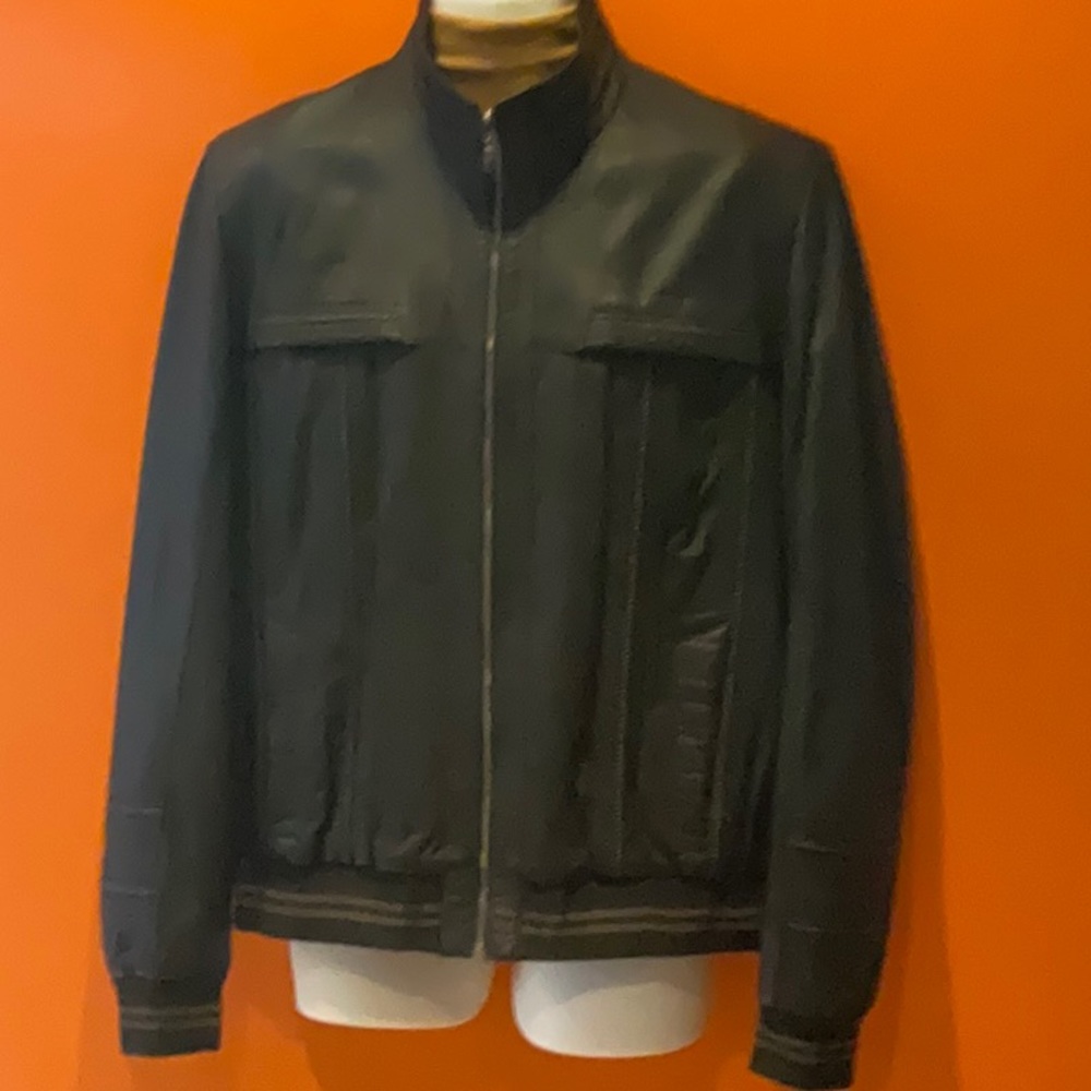LEATHER WORLD Lamb Leather Black Bomber Jacket sz 3XL